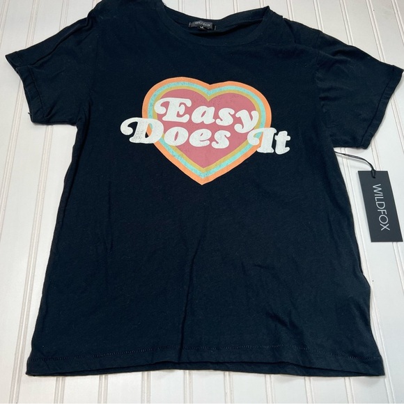 Wildfox Easy Does It Keke Tee T Shirt Small Heart Graphic NEW 510 - Picture 2 of 3